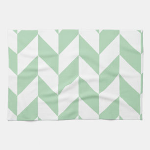 Mint Grönt Herringbone Mönster Kökshandduk