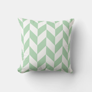 Mint Grönt Herringbone Mönster Kudde