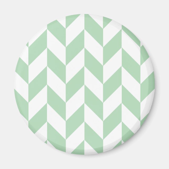 Mint Grönt Herringbone Mönster Magnet (Framsidan)