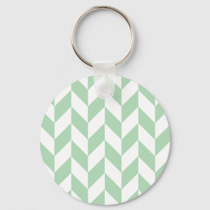 Mint Grönt Herringbone Mönster Nyckelring