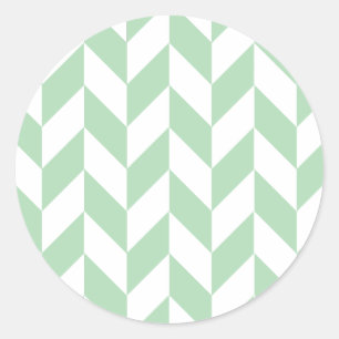 Mint Grönt Herringbone Mönster Runt Klistermärke