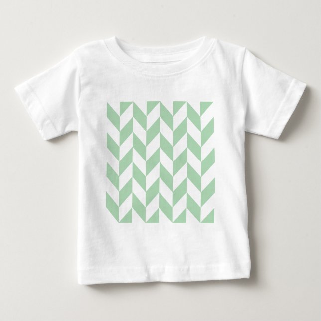 Mint Grönt Herringbone Mönster T-shirt (Framsida)