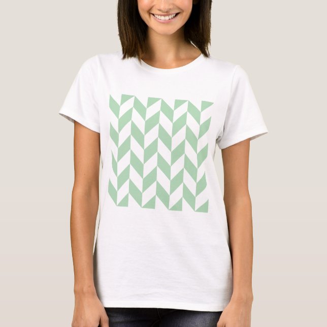 Mint Grönt Herringbone Mönster T-shirt (Framsida)