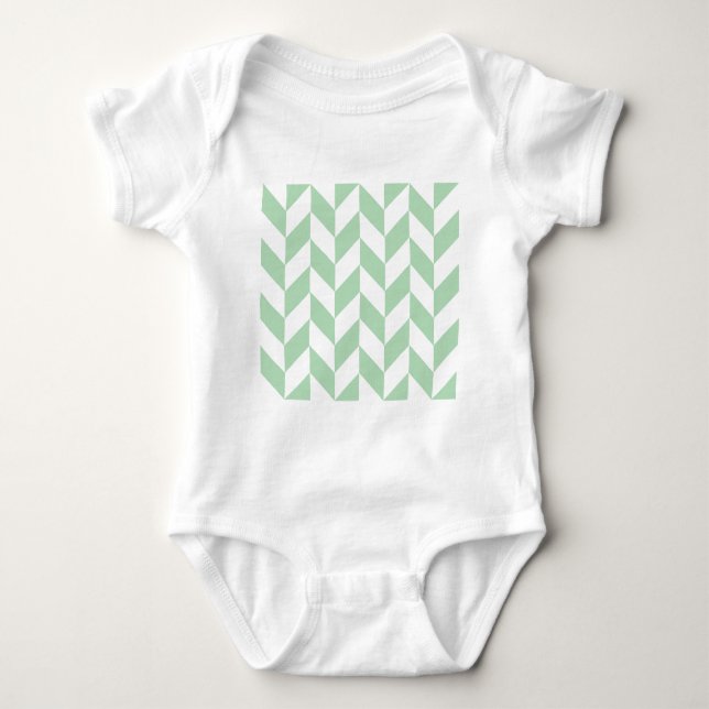 Mint Grönt Herringbone Mönster Tee Shirt (Framsida)