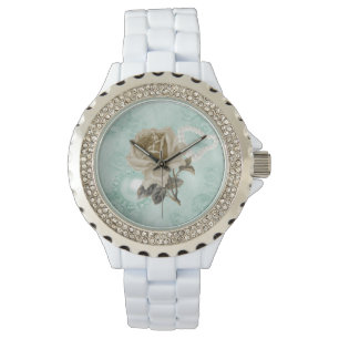 Mint Grönt Ivory Ro White Rhinestones Watch Armbandsur