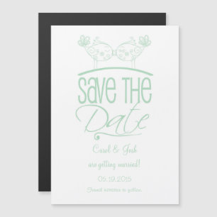 Mint Grönt Kissing Birds Magnetic Save Date Magnetisk Inbjudningskort