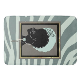 Mint grönt, kräm och svart zebra tryck badrumsmatta
