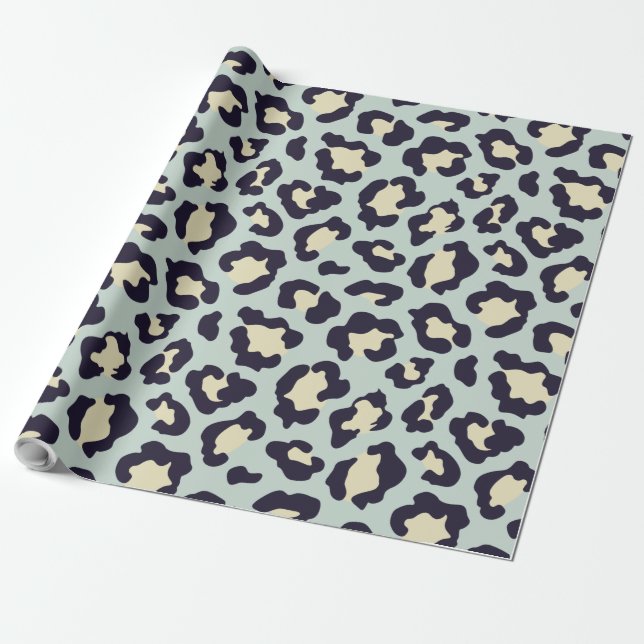 Mint grönt leopard print presentpapper (Utrullad)