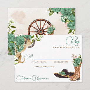 Mint Grönt Light Sage Charro Western Quinceanera OSA Kort