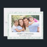 Mint Grönt Löv Mönster Simple God jul Julkort<br><div class="desc">Mint Grönt Löv Simple God jul Helgdag Photo Card. Bild och namn kan bytas ut mot detta enkla och elegant Pastel Greenery-julfotkort.</div>