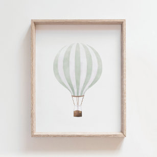 Mint Grönt Luftballong Nursery Decor Poster