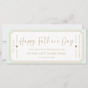 Mint Grönt Lycklig Fars dag Gift Voucher Card Inbjudningar