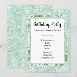 Mint Grönt Marble Blommigt Glitter födelsedag Inbjudningar