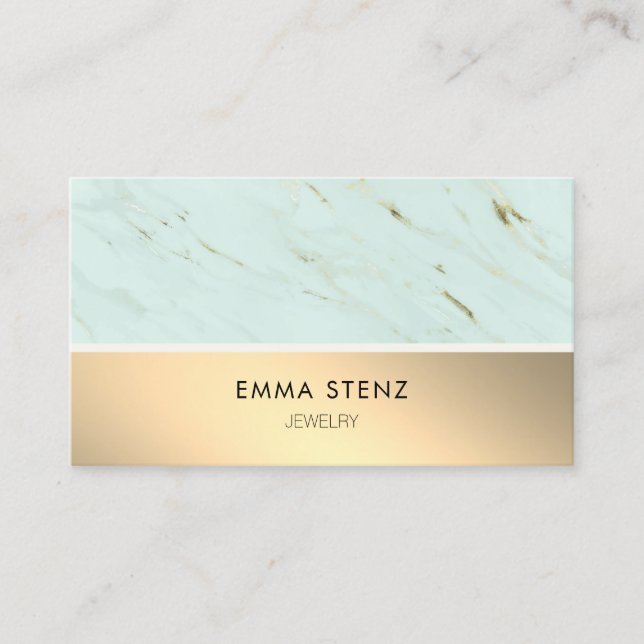 Mint Grönt Marble Faux Gold Foil Visitkort (Framsida)