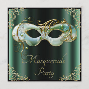 Mint Grönt Mask Chic Black maskerad Party Inbjudningar