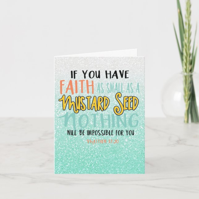 Mint Grönt Matthew 17:20 Mustard Seed Kort (Framsida)