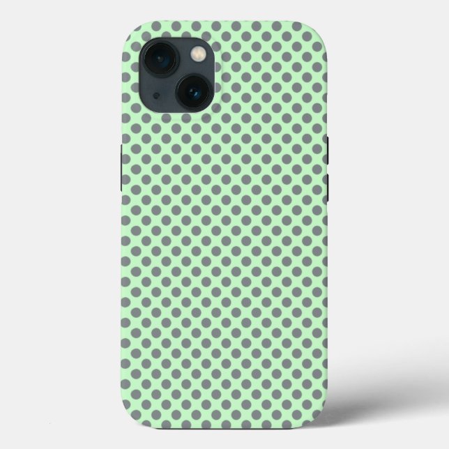 Mint Grönt med Grått Polka dots av Shirley Taylor (Baksida)