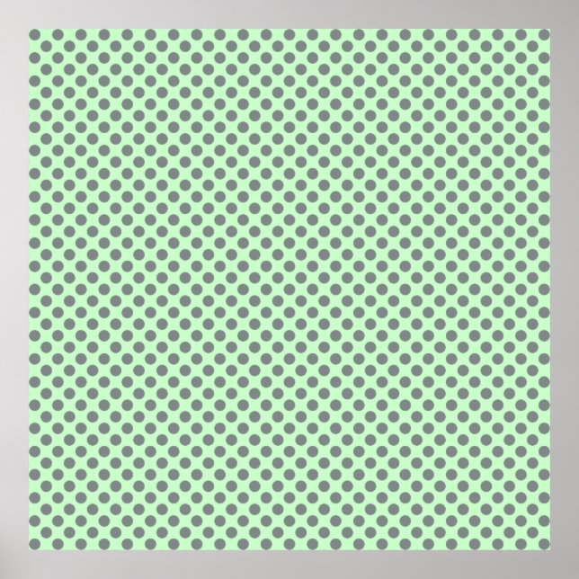 Mint Grönt med Grått Polka dots av Shirley Taylor Poster (Framsidan)