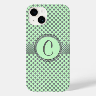 Mint-Grönt med Grått Polka dots-Monogram STaylor
