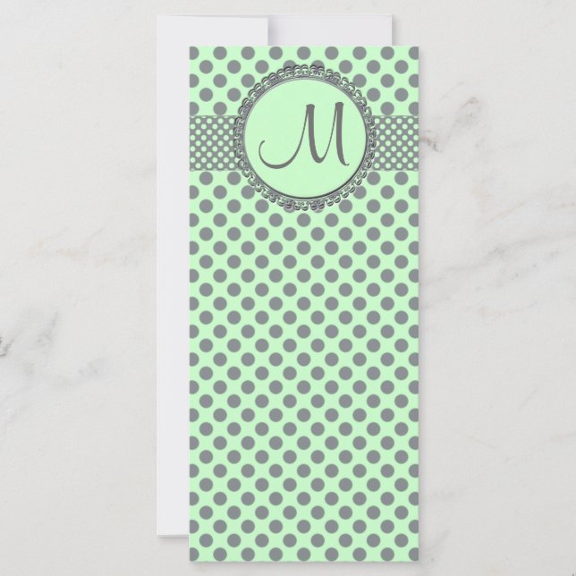 Mint-Grönt med Grått Polka dots-Monogram STaylor (Framsida)