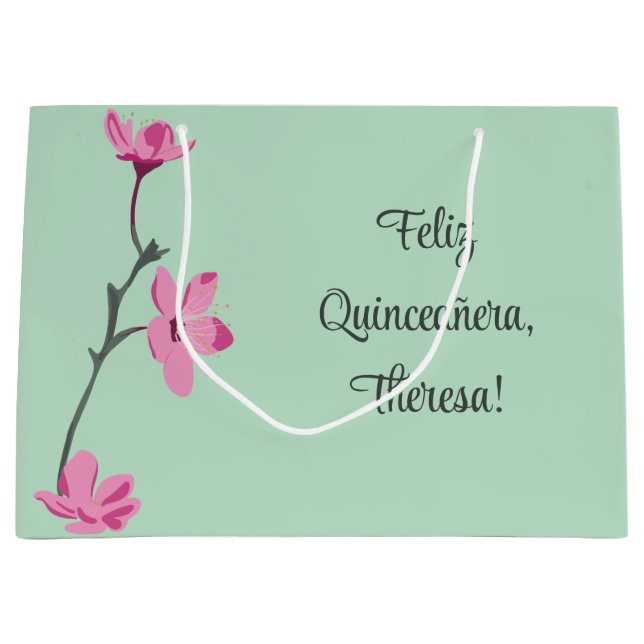 Mint Grönt med Rosa Cherry Blommars Personlig (Framsidan)