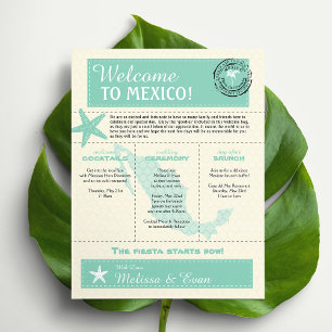 Mint Grönt Mexico Bröllop Välkommen Brev Flygblad