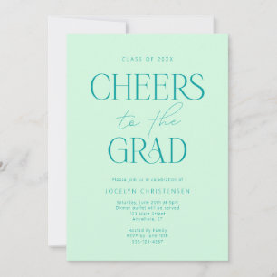 Mint Grönt Modern Cheers Grad Party-inbjudan Inbjudningar