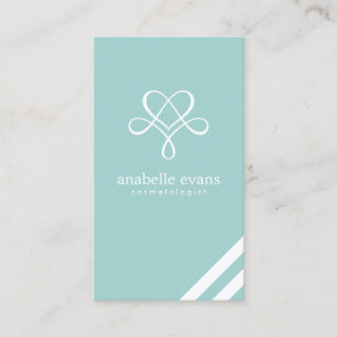 Mint Grönt Modern Heart och Swirls Visitkort