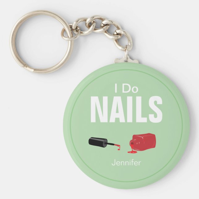 Mint Grönt Modern I Do Nagel Nail Technician Nyckelring (Framsidan)