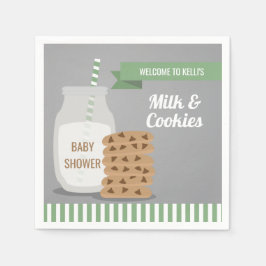 Mint Grönt Modern Mjölk och Cookies Baby Shower Pappersservett