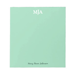 Mint Grönt Monogram 3 Modern för Initialer i brev Anteckningsblock