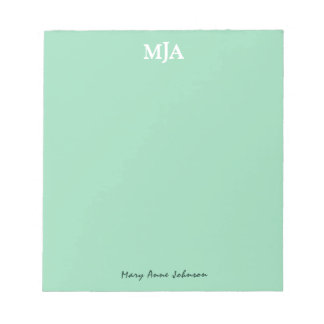 Mint Grönt Monogram 3 Modern för Initialer i brev Anteckningsblock