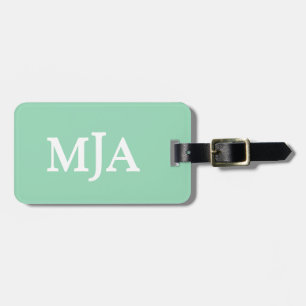 Mint Grönt Monogram 3 Modern för Initialer i brev Bagagebricka