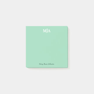Mint Grönt Monogram 3 Modern för Initialer i brev Post-it Block