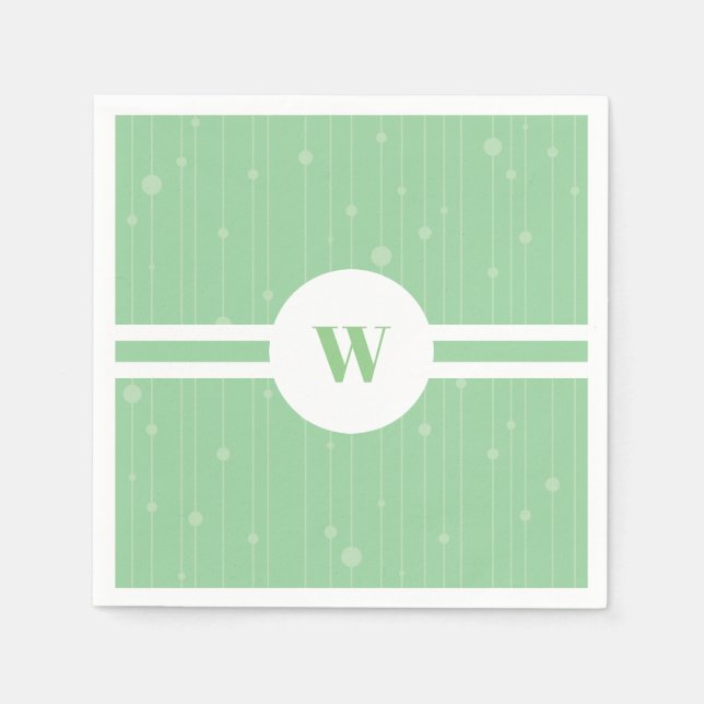 Mint grönt mönster monogram runt ram pappersservett (Framsidan)