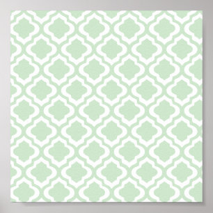 Mint Grönt Moroccan Quatrefoil Klöver Poster