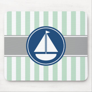 Mint Grönt Nautical Sailboat Rand Musmatta
