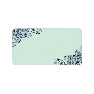 Mint Grönt & Navy Blue Snöre Blank Bröllop Adress Adressetikett