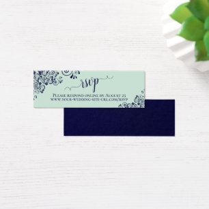 Mint Grönt & Navy Frilly Bröllop OSA Card Litet Visitkort