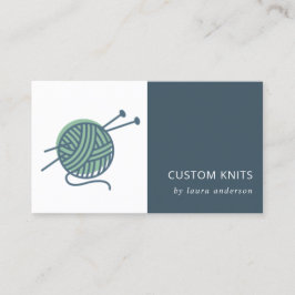MINT GRÖNT NAVY GRÅTT KNITTING WOOL YARN BOLL VISITKORT