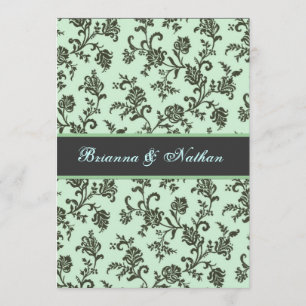 Mint-Grönt- och Grått-blommor, bröllopsinbjudan Inbjudningar