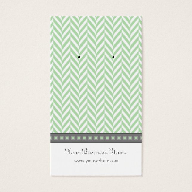 Mint Grönt och Grått Herringbone Earring Cards Visitkort (Framsidan)