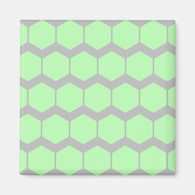 Mint Grönt och Grått, Retro Geometric Mönster. Magnet (Framsidan)