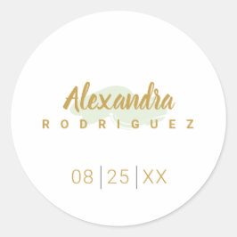 Mint Grönt och Guld Quinceanera Runt Klistermärke