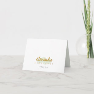 Mint Grönt och Guld Quinceanera Tack Kort