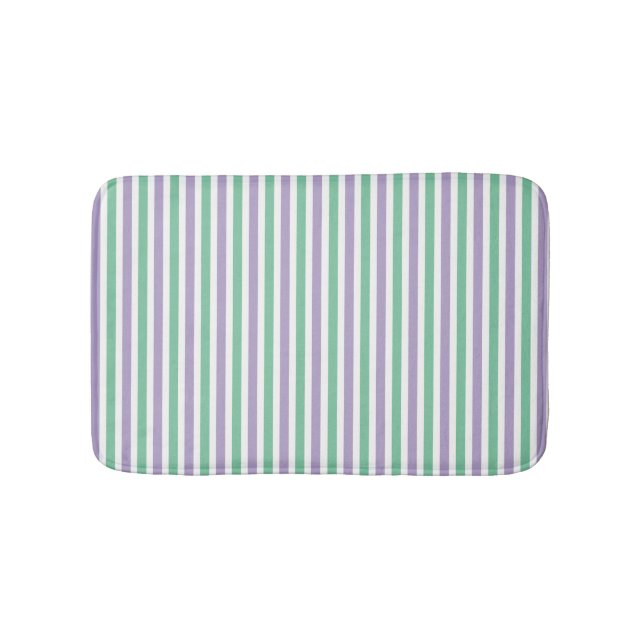 Mint grönt och lavender stripe mönster modern badrumsmatta (Framsidan)