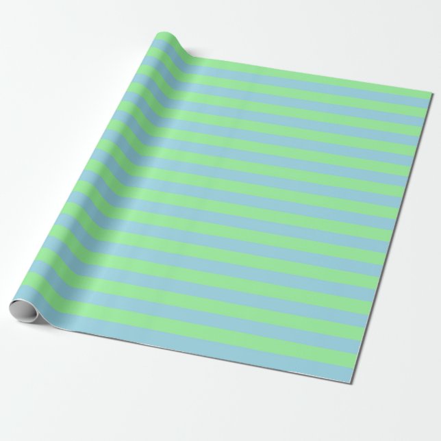 Mint-Grönt och Pastel Blue-Rand Presentpapper (Utrullad)