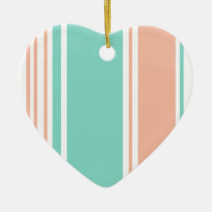 Mint Grönt och Peach Modern Rand Julgransprydnad Keramik