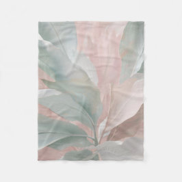 Mint Grönt och Rosa Botaniskt kusttryck Fleecefilt