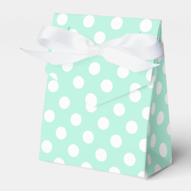 Mint-grönt och vit polka dots-favoritruta presentaskar (Framsidan Sidan)
